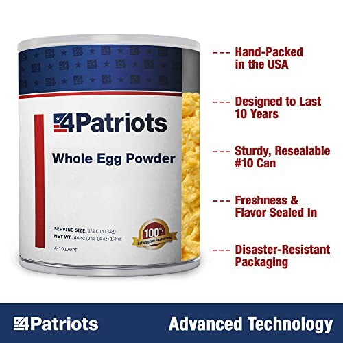 4Patriots Whole Egg Powder can with features listed.