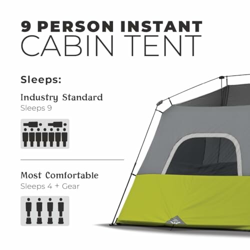 9 person instant cabin tent with sleeping capacity details