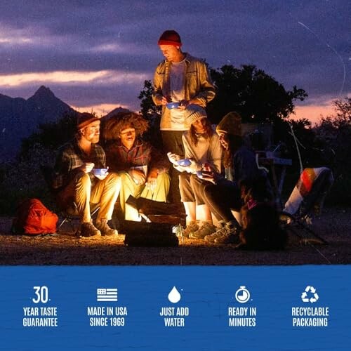 Group of people sitting around a campfire outdoors at night.