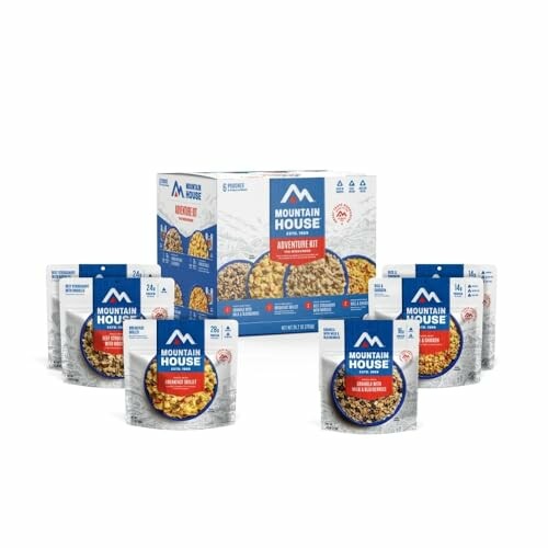 Mountain House adventure meal kit with assorted freeze-dried meals.