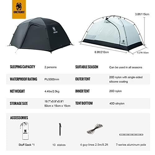 Onetigris tent specifications and features overview