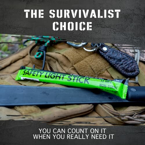 Survival gear with safety light stick and knife.