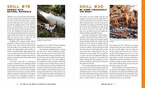 Book pages showing skills for surviving in the woods.